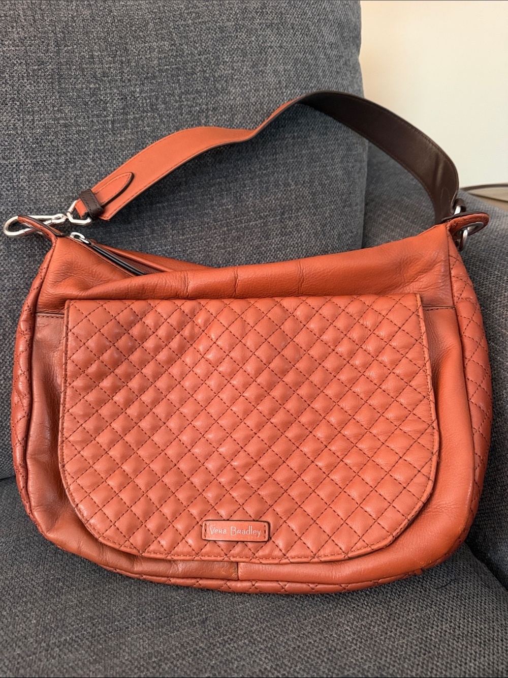 Vera Bradley Quilted Leather Shoulder Bag - Terracotta Orange